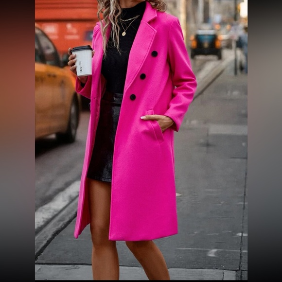 Plus size lapel collar double breasted overcoat jacket - Picture 2 of 13